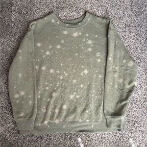 Olive Green Bleached Look Sweater